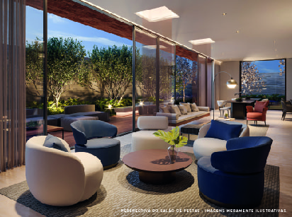 Perspectiva ilustrada do Salão de Festas